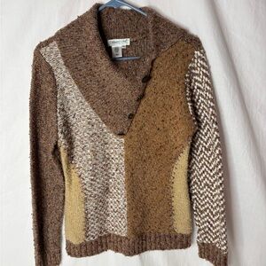 Coldwater Creek women’s loose collar sizeS mixed textures button details